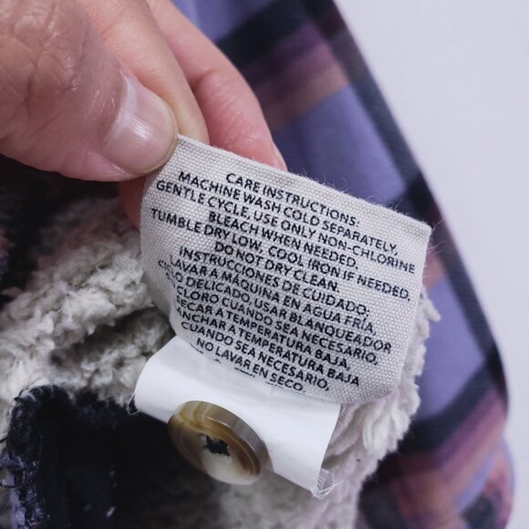 SAGE COLLECTIVE SHERPA LINED PLAID JACKET Women’s L Purple Outdoor Winter - Picture 4 of 15
